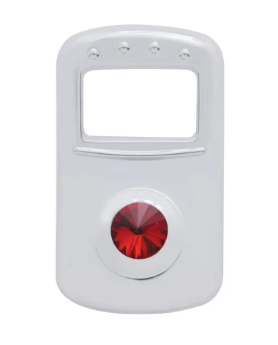 (3/CARD) CHROME PLASTIC PETERBILT ROCKER SWITCH COVER W/ DIAMOND - RED (3/CARD) CHROME PLASTIC PETERBILT ROCKER SWITCH COVER W/ DIAMOND - RED