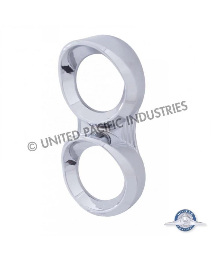 (CARD) CHROME PLASTIC 2005- PETERBILT VERTICAL 2 GAUGE CLUSTER COVER W/ VISOR (CARD) CHROME PLASTIC 2005- PETERBILT VERTICAL 2 GAUGE CLUSTER COVER W/ VISOR