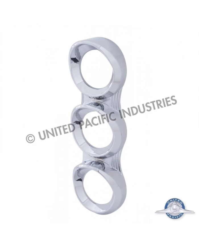 (CARD) CHROME PLASTIC 2005- PETERBILT VERTICAL 3 GAUGE CLUSTER COVER W/ VISOR