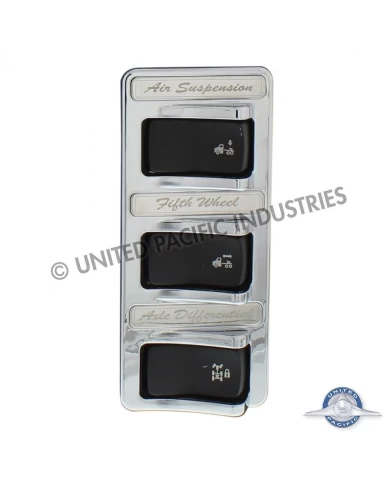 (CARD) 2014+ PETERBILT CHROME ROCKER SWITCH COVER - 3 SWITCHES (CARD) 2014+ PETERBILT CHROME ROCKER SWITCH COVER - 3 SWITCHES