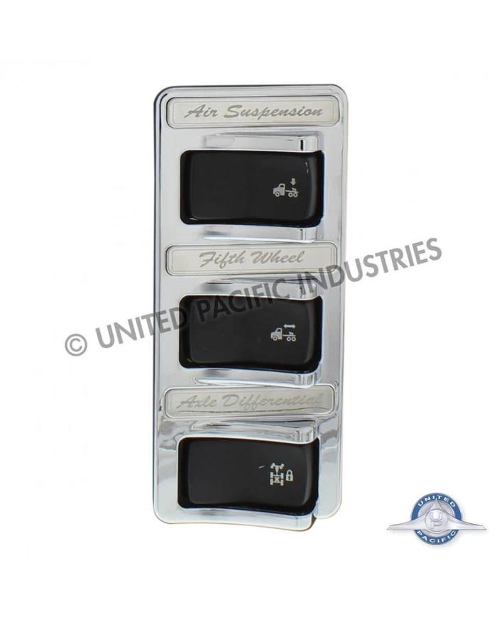 (CARD) 2014+ PETERBILT CHROME ROCKER SWITCH COVER - 3 SWITCHES