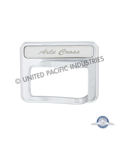 (CARD) 2014+ PETERBILT CHROME ROCKER SWITCH COVER - AXLE CROSS (CARD) 2014+ PETERBILT CHROME ROCKER SWITCH COVER - AXLE CROSS