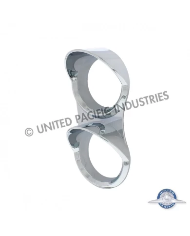 (CARD) MACK CHROME SMALL GAUGE COVER WITH VISOR - 2 GAUGE (CARD) MACK CHROME SMALL GAUGE COVER WITH VISOR - 2 GAUGE