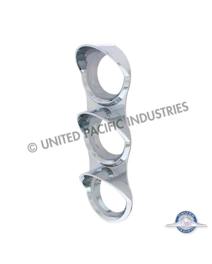 (CARD) MACK CHROME SMALL GAUGE COVER WITH VISOR - 3 GAUGE