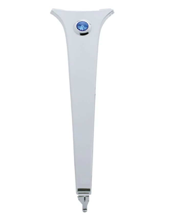 (CARD) CHROME PLASTIC FREIGHTLINER CENTER DASH PANEL W/ DIAMOND - BLUE