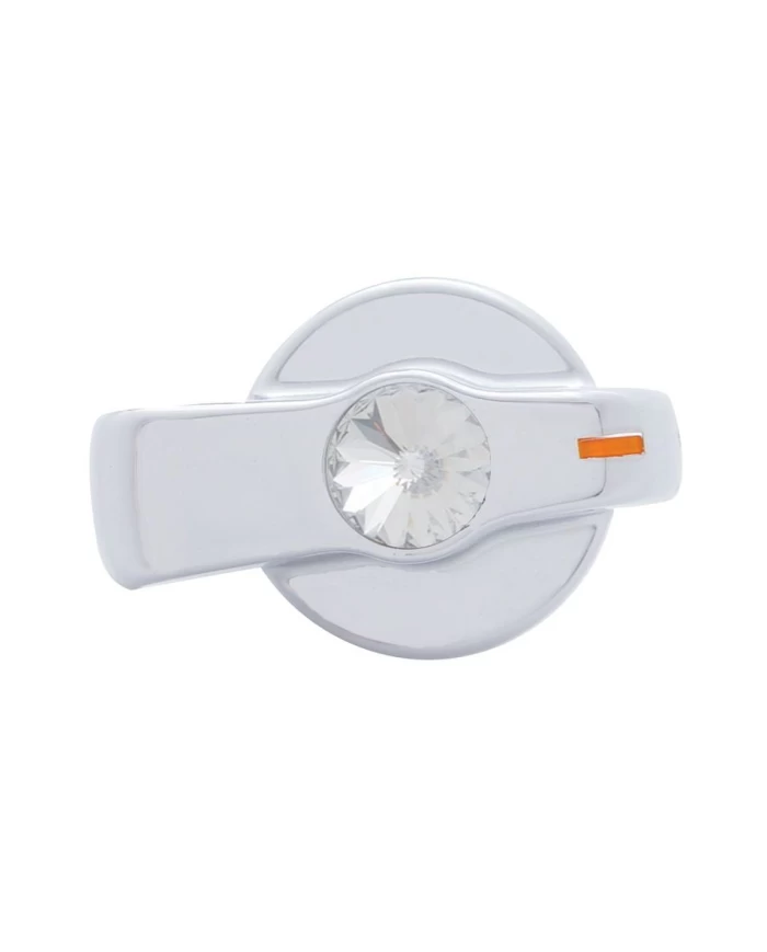 (CARD) CHROME PLASTIC "SIGNATURE" FREIGHTLINER CENTURY A/C KNOB W/ DIAMOND - CLEAR (CARD) CHROME PLASTIC "SIGNATURE" FREIGHTLINER CENTURY A/C KNOB W/ DIAMOND - CLEAR