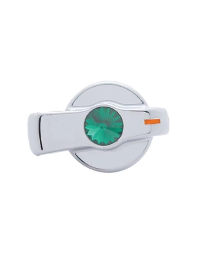 (CARD) CHROME PLASTIC "SIGNATURE" FREIGHTLINER CENTURY A/C KNOB W/ DIAMOND - GREEN (CARD) CHROME PLASTIC "SIGNATURE" FREIGHTLINER CENTURY A/C KNOB W/ DIAMOND - GREEN