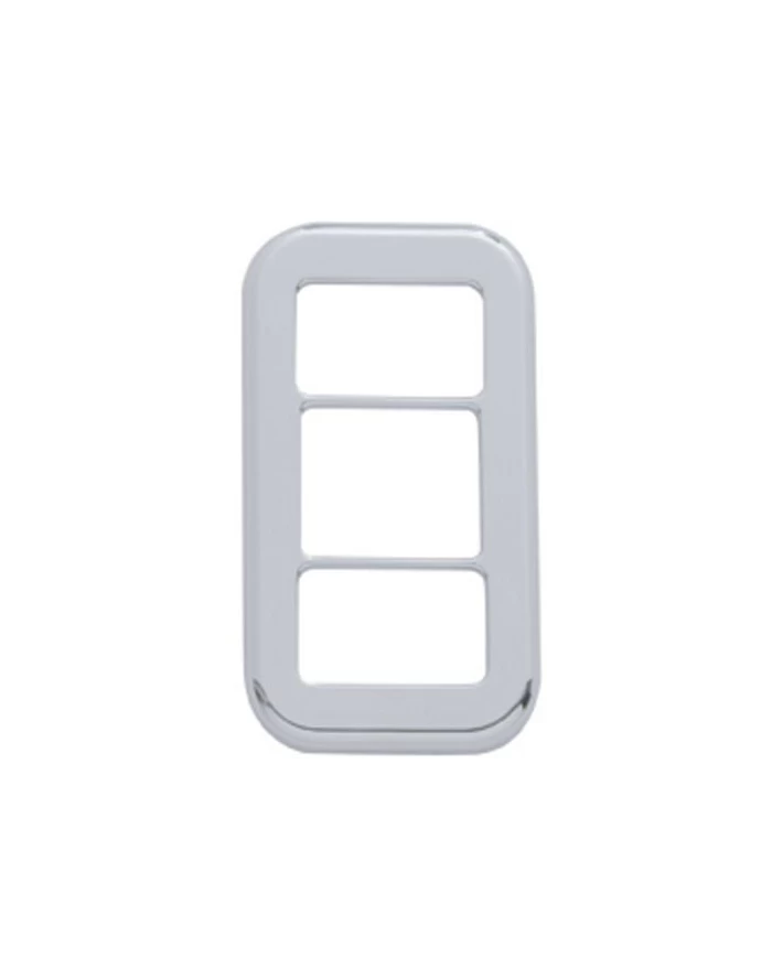 (3/CARD) CHROME PLASTIC FREIGHTLINER 3 OPENING ROCKER SWITCH COVER - PLAIN (3/CARD) CHROME PLASTIC FREIGHTLINER 3 OPENING ROCKER SWITCH COVER - PLAIN