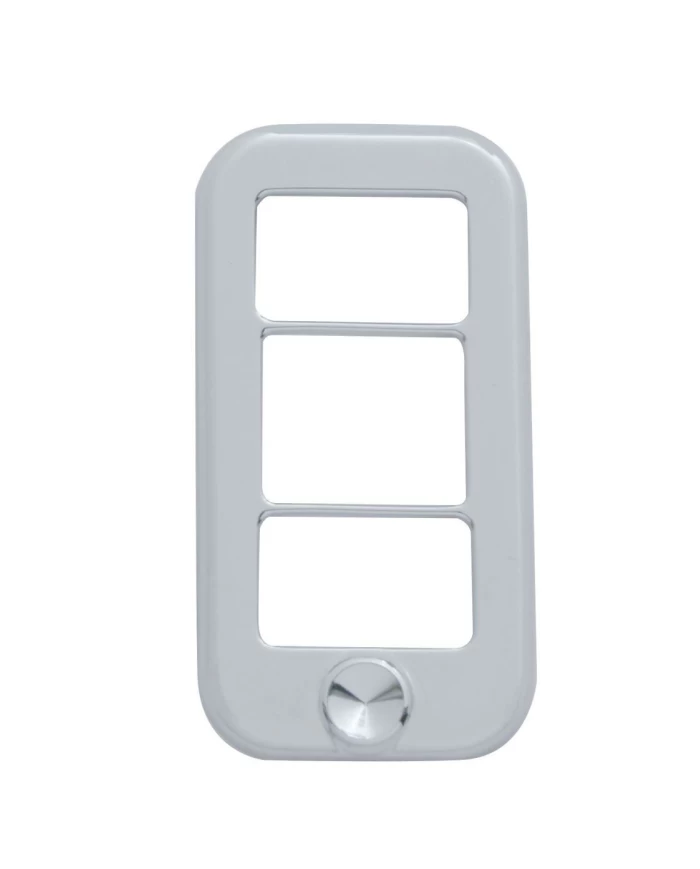 (3/CARD) CHROME PLASTIC FREIGHTLINER 3 OPENING ROCKER SWITCH COVER - INDENTED