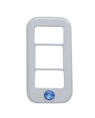 (3/CARD) CHROME PLASTIC FREIGHTLINER 3 OPENING ROCKER SWITCH COVER W/ DIAMOND - BLUE