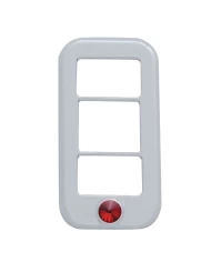 (3/CARD) CHROME PLASTIC FREIGHTLINER 3 OPENING ROCKER SWITCH COVER W/ DIAMOND - RED (3/CARD) CHROME PLASTIC FREIGHTLINER 3 OPENING ROCKER SWITCH COVER W/ DIAMOND - RED