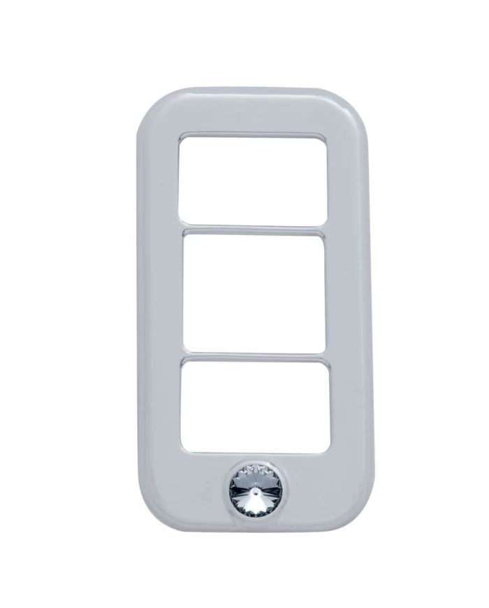 (3/CARD) CHROME PLASTIC FREIGHTLINER 3 OPENING ROCKER SWITCH COVER W/ DIAMOND - SMOKE (3/CARD) CHROME PLASTIC FREIGHTLINER 3 OPENING ROCKER SWITCH COVER W/ DIAMOND - SMOKE