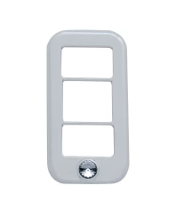 (3/CARD) CHROME PLASTIC FREIGHTLINER 3 OPENING ROCKER SWITCH COVER W/ DIAMOND - SMOKE (3/CARD) CHROME PLASTIC FREIGHTLINER 3 OPENING ROCKER SWITCH COVER W/ DIAMOND - SMOKE