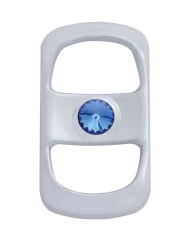 (3/CARD) CHROME PLASTIC FREIGHTLINER ROCKER SWITCH COVER W/ DIAMOND - BLUE