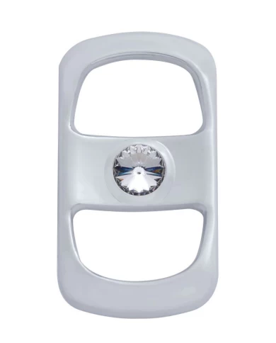 (3/CARD) CHROME PLASTIC FREIGHTLINER ROCKER SWITCH COVER W/ DIAMOND - CLEAR (3/CARD) CHROME PLASTIC FREIGHTLINER ROCKER SWITCH COVER W/ DIAMOND - CLEAR