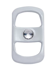 (3/CARD) CHROME PLASTIC FREIGHTLINER ROCKER SWITCH COVER W/ DIAMOND - CLEAR (3/CARD) CHROME PLASTIC FREIGHTLINER ROCKER SWITCH COVER W/ DIAMOND - CLEAR