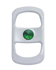 (3/CARD) CHROME PLASTIC FREIGHTLINER ROCKER SWITCH COVER W/ DIAMOND - GREEN (3/CARD) CHROME PLASTIC FREIGHTLINER ROCKER SWITCH COVER W/ DIAMOND - GREEN