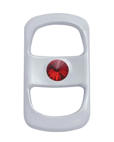 (3/CARD) CHROME PLASTIC FREIGHTLINER ROCKER SWITCH COVER W/ DIAMOND - RED (3/CARD) CHROME PLASTIC FREIGHTLINER ROCKER SWITCH COVER W/ DIAMOND - RED