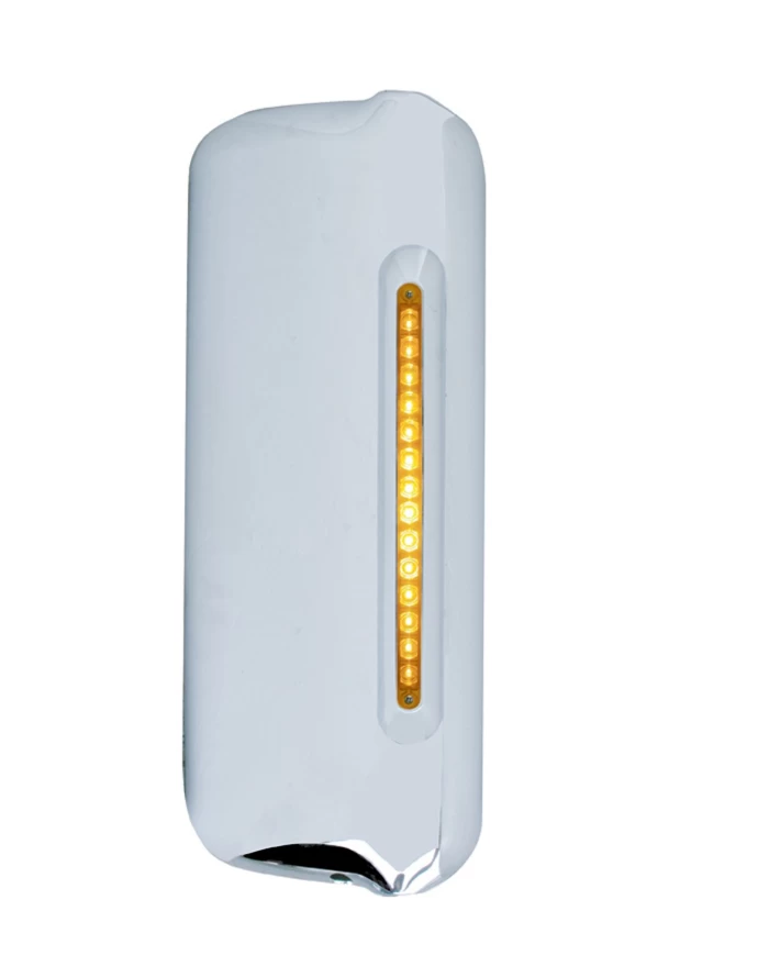 (SKPK) CHROME PLASTIC FREIGHTLINER DRIVER SIDE MIRROR COVER W/ 14 AMBER LED 12" LIGHT BAR - AMBER LENS (SKPK) CHROME PLASTIC FREIGHTLINER DRIVER SIDE MIRROR COVER W/ 14 AMBER LED 12" LIGHT BAR - AMBER LENS