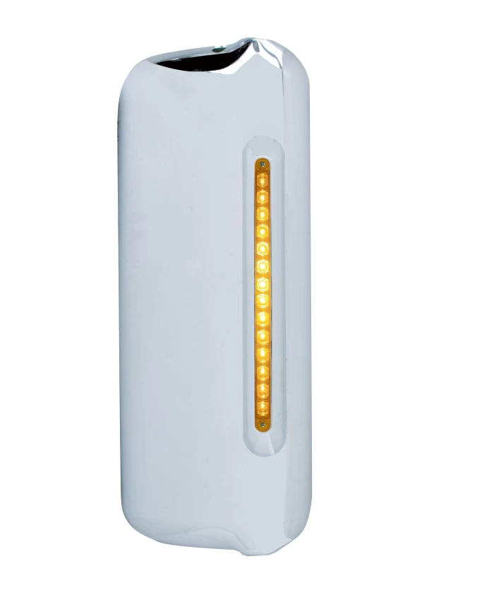 (SKPK) CHROME PLASTIC FREIGHTLINER PASSENGER SIDE MIRROR COVER W/ 14 AMBER LED 12" LIGHT BAR - AMBER LENS (SKPK) CHROME PLASTIC FREIGHTLINER PASSENGER SIDE MIRROR COVER W/ 14 AMBER LED 12" LIGHT BAR - AMBER LENS