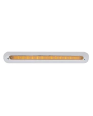 (BULK) 14 AMBER LED 12" P/T/C LIGHT BAR W/ CHROME PLASTIC HOUSING - AMBER LENS (BULK) 14 AMBER LED 12" P/T/C LIGHT BAR W/ CHROME PLASTIC HOUSING - AMBER LENS