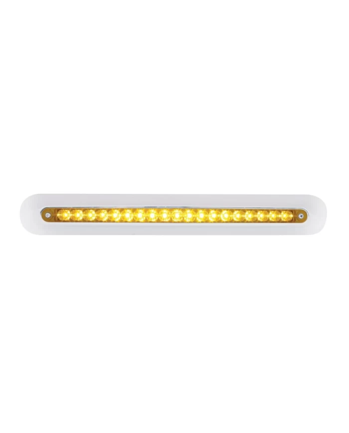(BULK) 19 AMBER LED 12" P/T/C REFLECTOR LIGHT BAR W/ CHROME PLASTIC HOUSING - AMBER LENS (BULK) 19 AMBER LED 12" P/T/C REFLECTOR LIGHT BAR W/ CHROME PLASTIC HOUSING - AMBER LENS