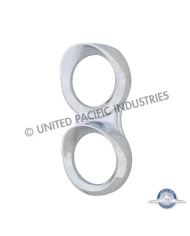 (CARD) CHROME 2007+ FREIGHTLINER CASCADIA DUAL SMALL GAUGE CLUSTER COVER WITH VISOR - VERTICAL