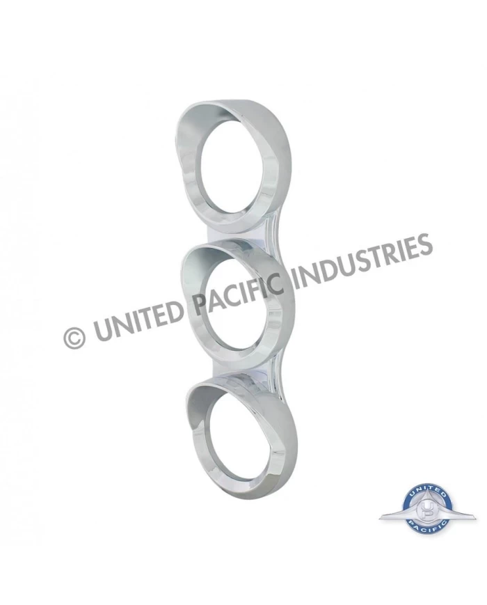 (CARD) CHROME 2007+ FREIGHTLINER CASCADIA TRIPLE SMALL GAUGE CLUSTER COVER WITH VISOR - VERTICAL