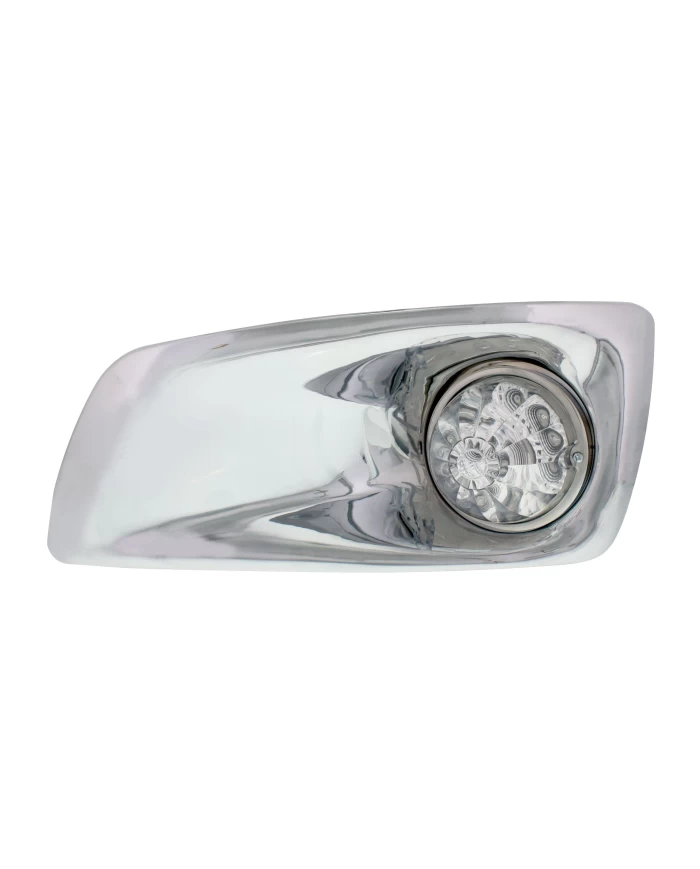 (BOX) 17 AMBER LED KENWORTH T660 DRIVER FRONT BUMPER SINGLE FUNCTION WATERMELON STYLE LIGHT W/ REFLECTOR - CLEAR LENS