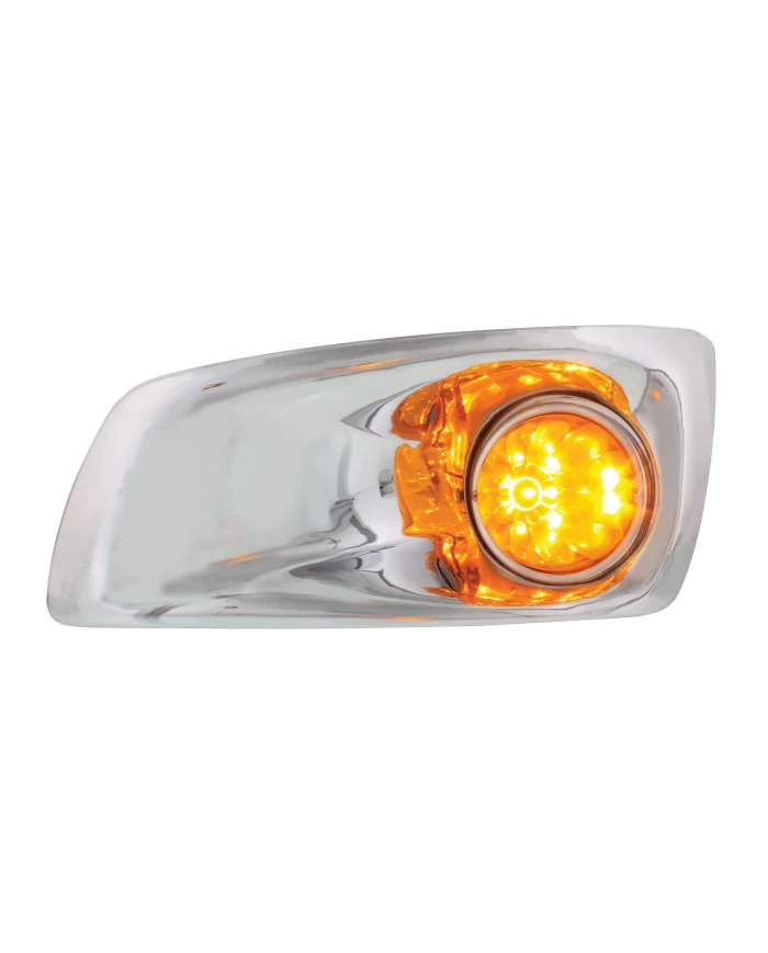 (BOX) 17 AMBER LED KENWORTH T660 DRIVER FRONT BUMPER DUAL FUNCTION WATERMELON STYLE LIGHT - AMBER LENS