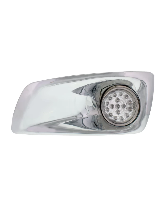 (BOX) 17 AMBER LED KENWORTH T660 DRIVER FRONT BUMPER DUAL FUNCTION CLEAR STYLE LIGHT W/ REFLECTOR - CLEAR LENS