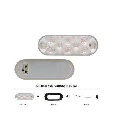 UP36773BCK-10 LED 6" Oval Utility Light Kit - White LED/Clear Lens