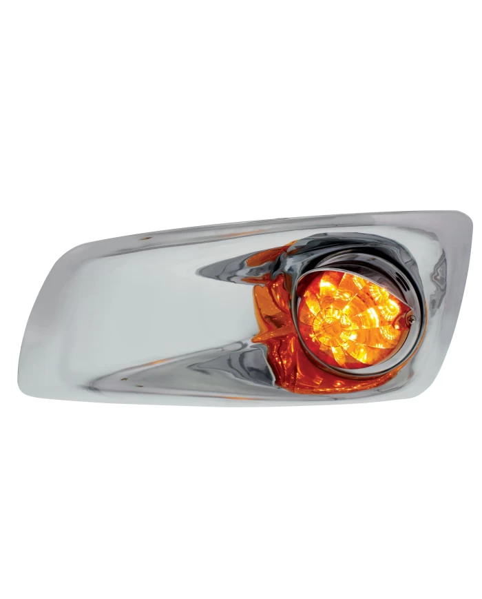(BOX) 17 AMBER LED KENWORTH T660 DRIVER FRONT BUMPER SINGLE FUNCTION WATERMELON STYLE LIGHT W/ REFLECTOR W/ VISOR - AMBER LENS (BOX) 17 AMBER LED KENWORTH T660 DRIVER FRONT BUMPER SINGLE FUNCTION WATERMELON STYLE LIGHT W/ REFLECTOR W/ VISOR - AMBER LENS