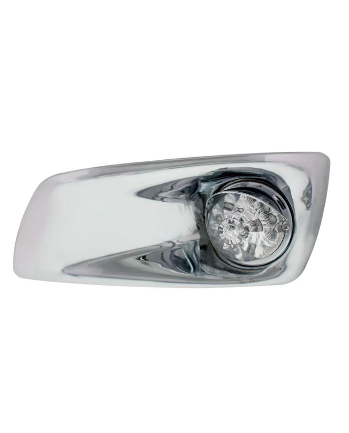 (BOX) 17 AMBER LED KENWORTH T660 DRIVER FRONT BUMPER SINGLE FUNCTION WATERMELON STYLE LIGHT W/ REFLECTOR W/ VISOR - CLEAR LENS