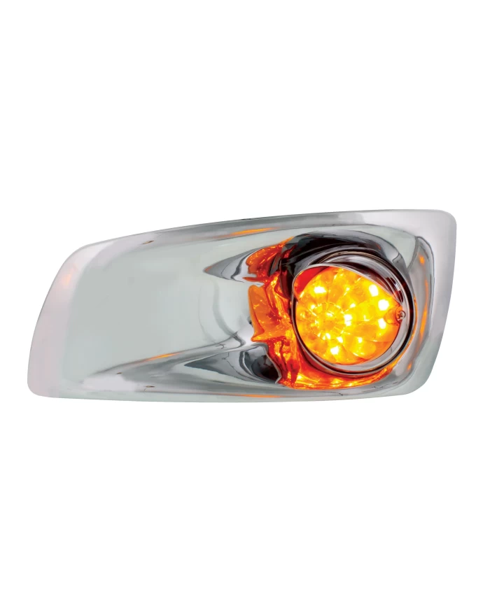 (BOX) 17 AMBER LED KENWORTH T660 DRIVER FRONT BUMPER DUAL FUNCTION WATERMELON STYLE LIGHT W/ VISOR - AMBER LENS (BOX) 17 AMBER LED KENWORTH T660 DRIVER FRONT BUMPER DUAL FUNCTION WATERMELON STYLE LIGHT W/ VISOR - AMBER LENS