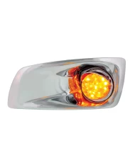 (BOX) 17 AMBER LED KENWORTH T660 DRIVER FRONT BUMPER DUAL FUNCTION WATERMELON STYLE LIGHT W/ VISOR - AMBER LENS