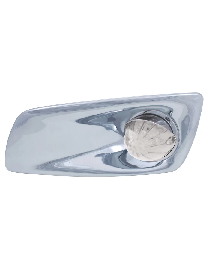 (BOX) 19 AMBER LED KENWORTH T660 DRIVER FRONT BUMPER SINGLE FUNCTION WATERMELON STYLE LIGHT W/ VISOR - CLEAR LENS