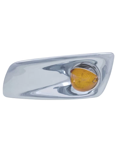(BOX) 19 AMBER LED KENWORTH T660 DRIVER FRONT BUMPER SINGLE FUNCTION BEEHIVE STYLE LIGHT W/ VISOR - AMBER LENS (BOX) 19 AMBER LED KENWORTH T660 DRIVER FRONT BUMPER SINGLE FUNCTION BEEHIVE STYLE LIGHT W/ VISOR - AMBER LENS