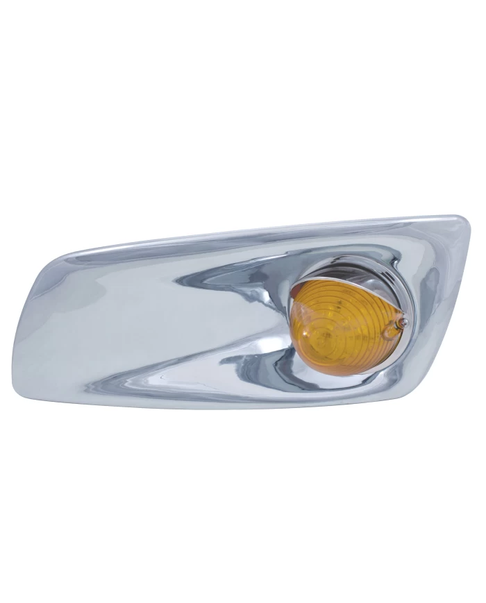 (BOX) 19 AMBER LED KENWORTH T660 DRIVER FRONT BUMPER SINGLE FUNCTION BEEHIVE STYLE LIGHT W/ VISOR - AMBER LENS