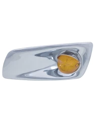 (BOX) 19 AMBER LED KENWORTH T660 DRIVER FRONT BUMPER SINGLE FUNCTION BEEHIVE STYLE LIGHT W/ VISOR - AMBER LENS