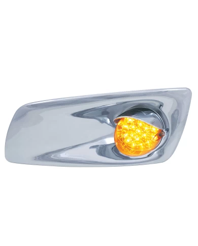 (BOX) 19 AMBER LED KENWORTH T660 DRIVER FRONT BUMPER SINGLE FUNCTION LIGHT W/ REFLECTOR W/ VISOR - AMBER LENS (BOX) 19 AMBER LED KENWORTH T660 DRIVER FRONT BUMPER SINGLE FUNCTION LIGHT W/ REFLECTOR W/ VISOR - AMBER LENS