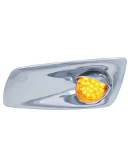 (BOX) 19 AMBER LED KENWORTH T660 DRIVER FRONT BUMPER SINGLE FUNCTION LIGHT W/ REFLECTOR W/ VISOR - AMBER LENS