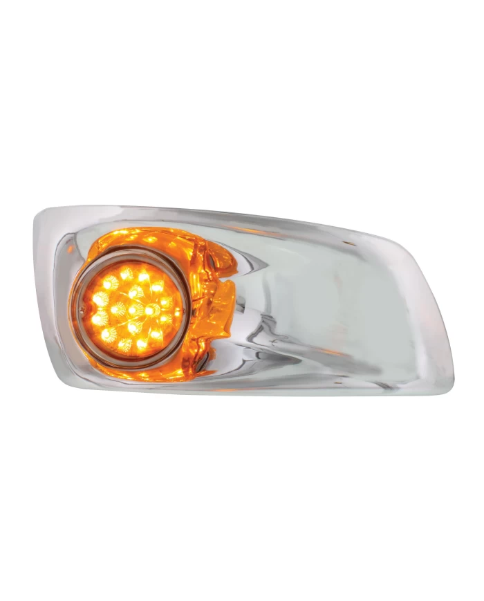 (BOX) 17 AMBER LED KENWORTH T660 PASSENGER FRONT BUMPER DUAL FUNCTION CLEAR STYLE LIGHT W/ REFLECTOR - AMBER LENS