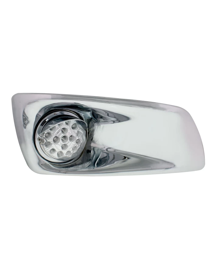 (BOX) 17 AMBER LED KENWORTH T660 PASSENGER FRONT BUMPER SINGLE FUNCTION CLEAR STYLE LIGHT W/ REFLECTOR W/ VISOR - CLEAR LENS
