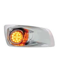 (BOX) 17 AMBER LED KENWORTH T660 PASSENGER FRONT BUMPER DUAL FUNCTION CLEAR STYLE LIGHT W/ REFLECTOR W/ VISOR - AMBER LENS