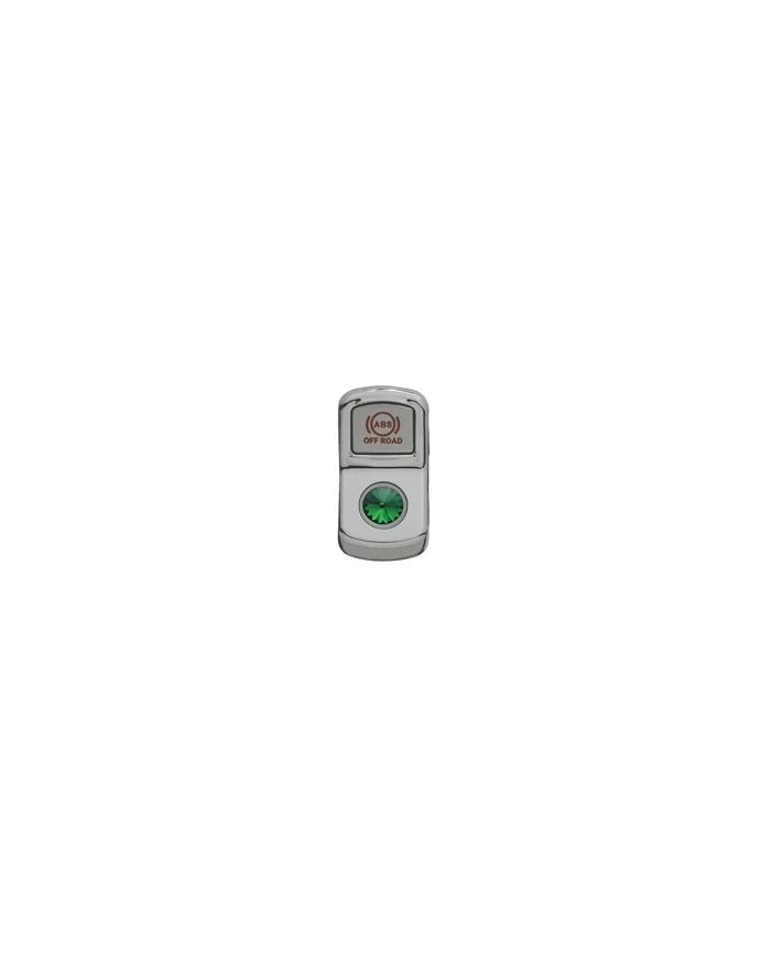 (CARD) CHROME PLASTIC "ABS OFF ROAD" ROCKER SWITCH COVER W/ DIAMOND - GREEN