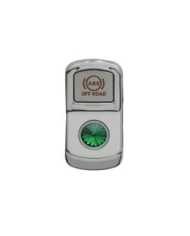 (CARD) CHROME PLASTIC "ABS OFF ROAD" ROCKER SWITCH COVER W/ DIAMOND - GREEN (CARD) CHROME PLASTIC "ABS OFF ROAD" ROCKER SWITCH COVER W/ DIAMOND - GREEN