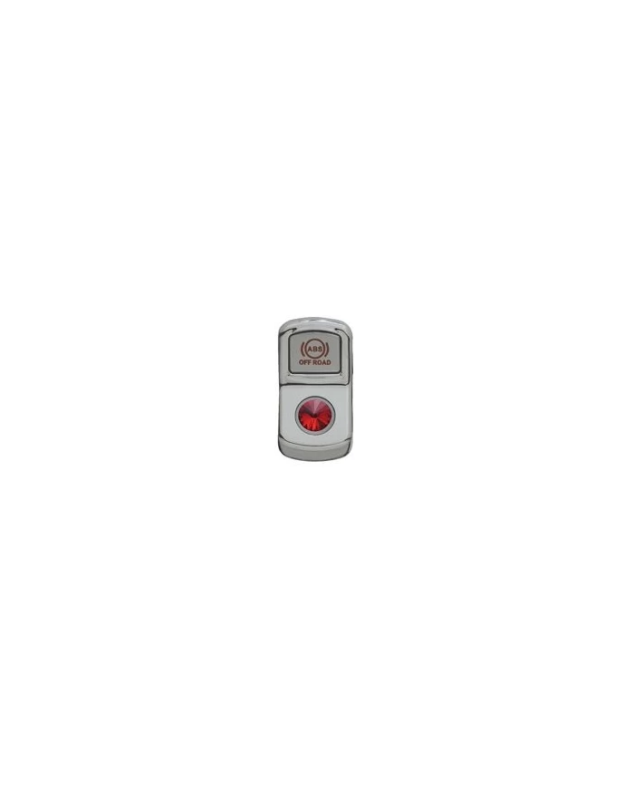 (CARD) CHROME PLASTIC "ABS OFF ROAD" ROCKER SWITCH COVER W/ DIAMOND - RED