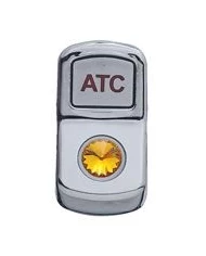 (CARD) CHROME PLASTIC "ATC" ROCKER SWITCH COVER W/ DIAMOND - AMBER (CARD) CHROME PLASTIC "ATC" ROCKER SWITCH COVER W/ DIAMOND - AMBER