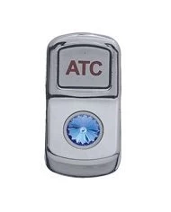 (CARD) CHROME PLASTIC "ATC" ROCKER SWITCH COVER W/ DIAMOND - BLUE